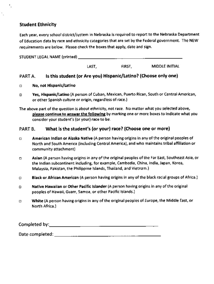 Ethnicity form