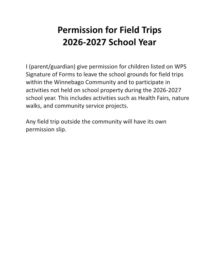 Field trip permission information
