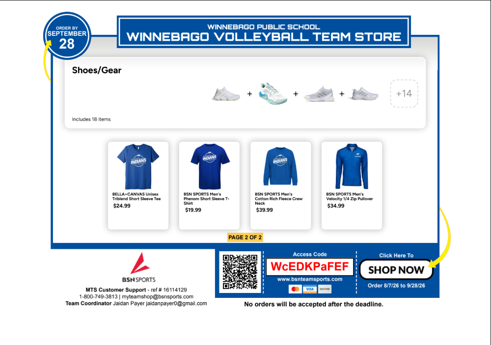 Winnebago volleyball team store