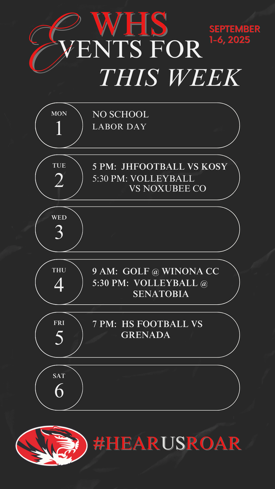 Events for the Week of 9-1