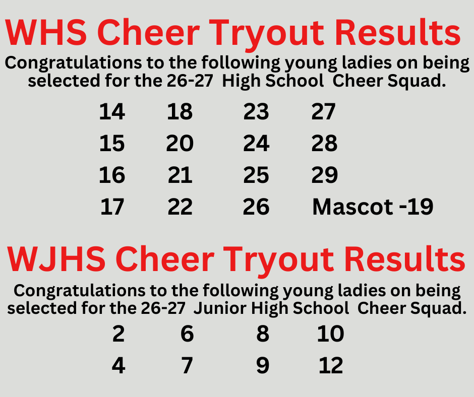 Cheer Tryout Results 26-27