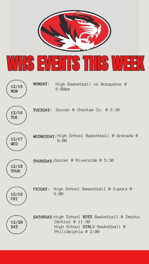 Athletics for the Week of 12-15