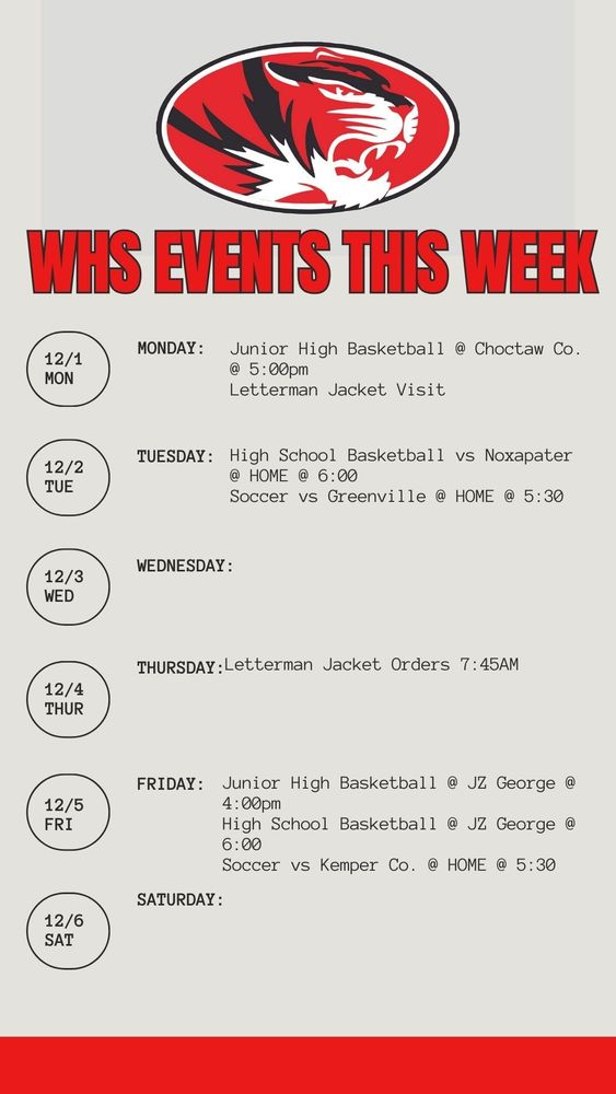 Athletics for the Week of 12-1