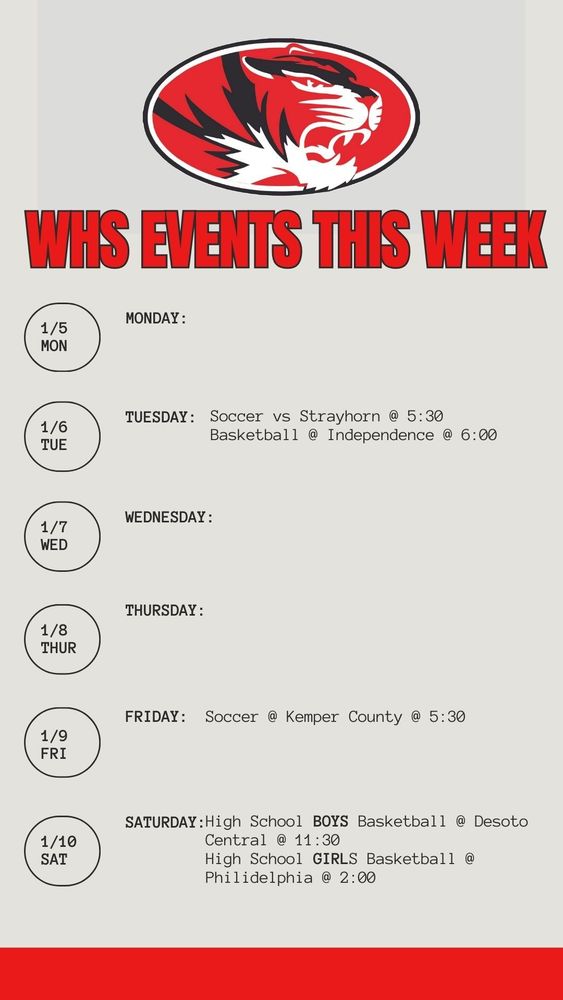Athletics for the Week of 1-4