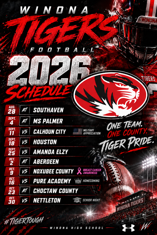 2026 Winona High School Tigers Football Schedule