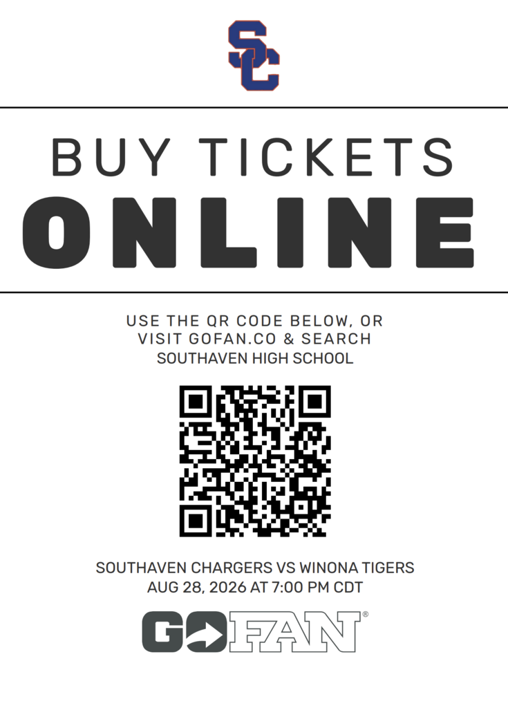 A white background displays blue text reading "Buy Tickets Online." Below this, a QR code is provided for ticket purchase.