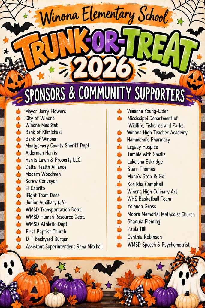 A poster lists sponsors and community supporters for Trunk-or-Treat 2026, decorated with pumpkins and ghosts.