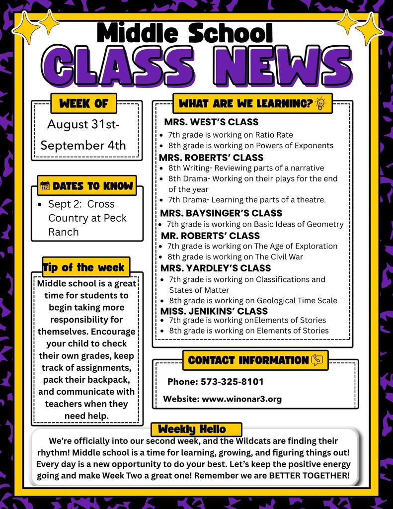 Middle School News Letter