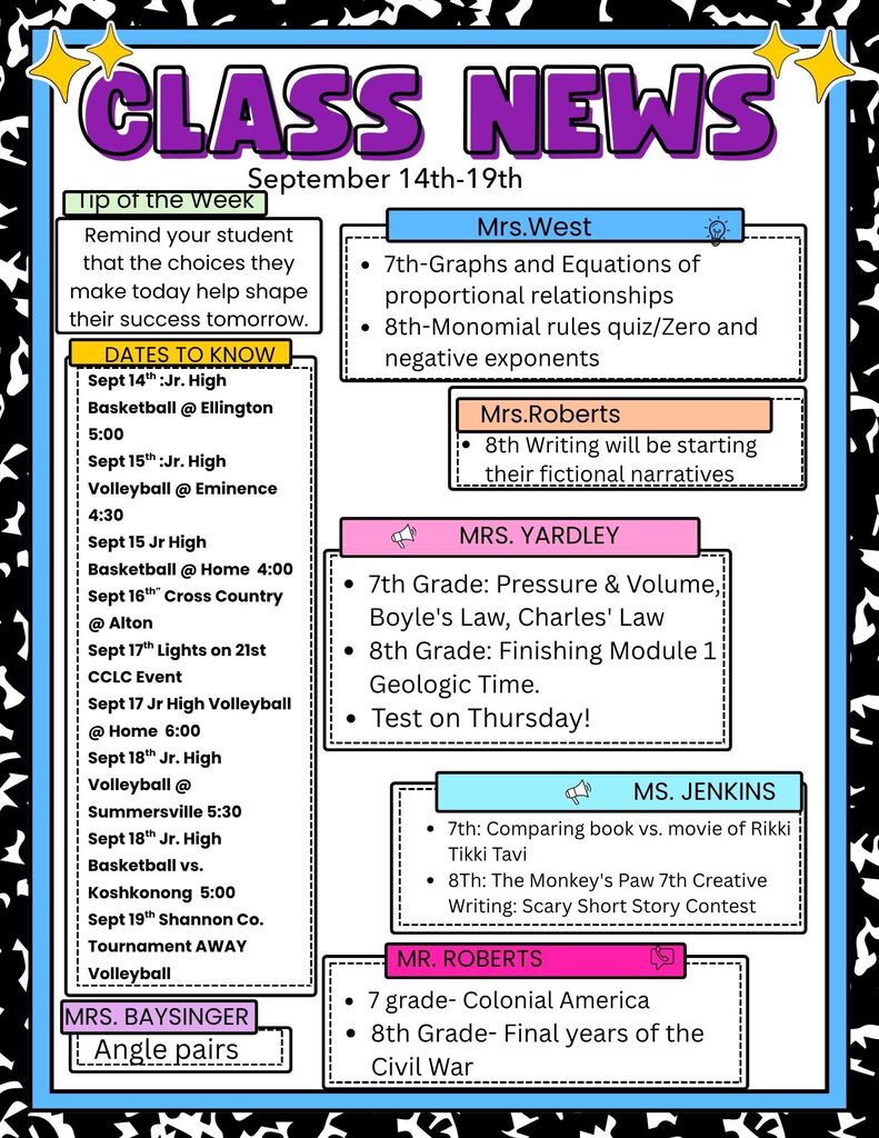 Middle School News Letter