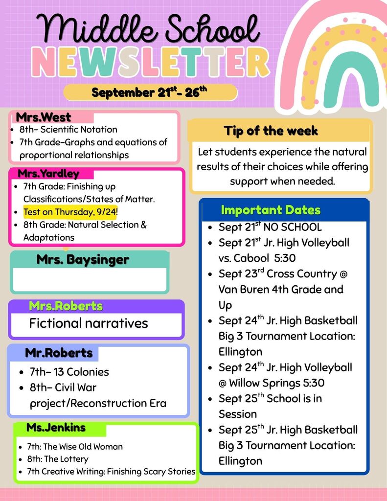 Middle school news