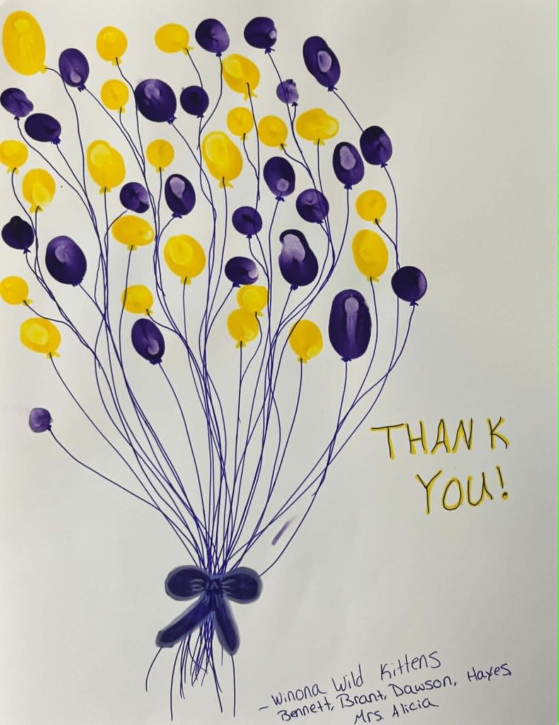 artwork..bundle of balloons made from kids fingerprints