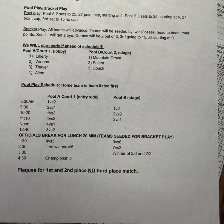 JV volleyball tournament
