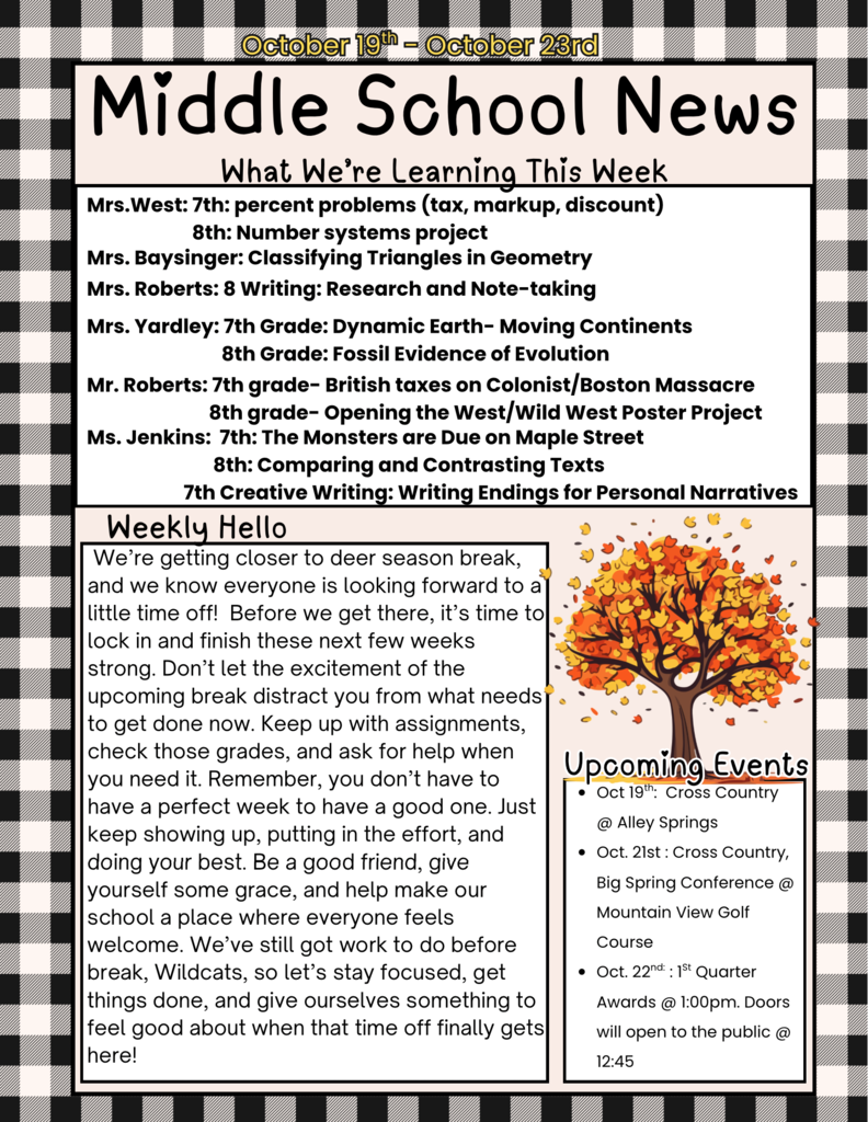 Middle school news
