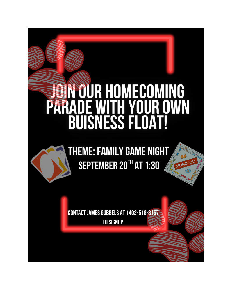 Homecoming 2025 Parade Float Information for Area Businesses