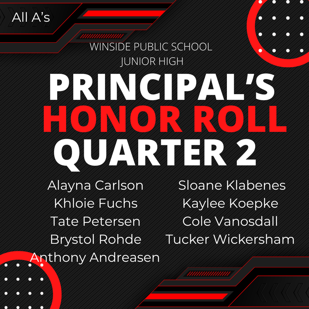 Quarter 2 Junior High Principal's Honor Roll