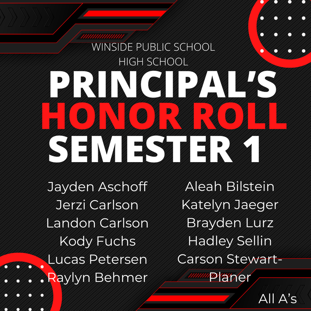 Semester 1 High School Principal's Honor Roll