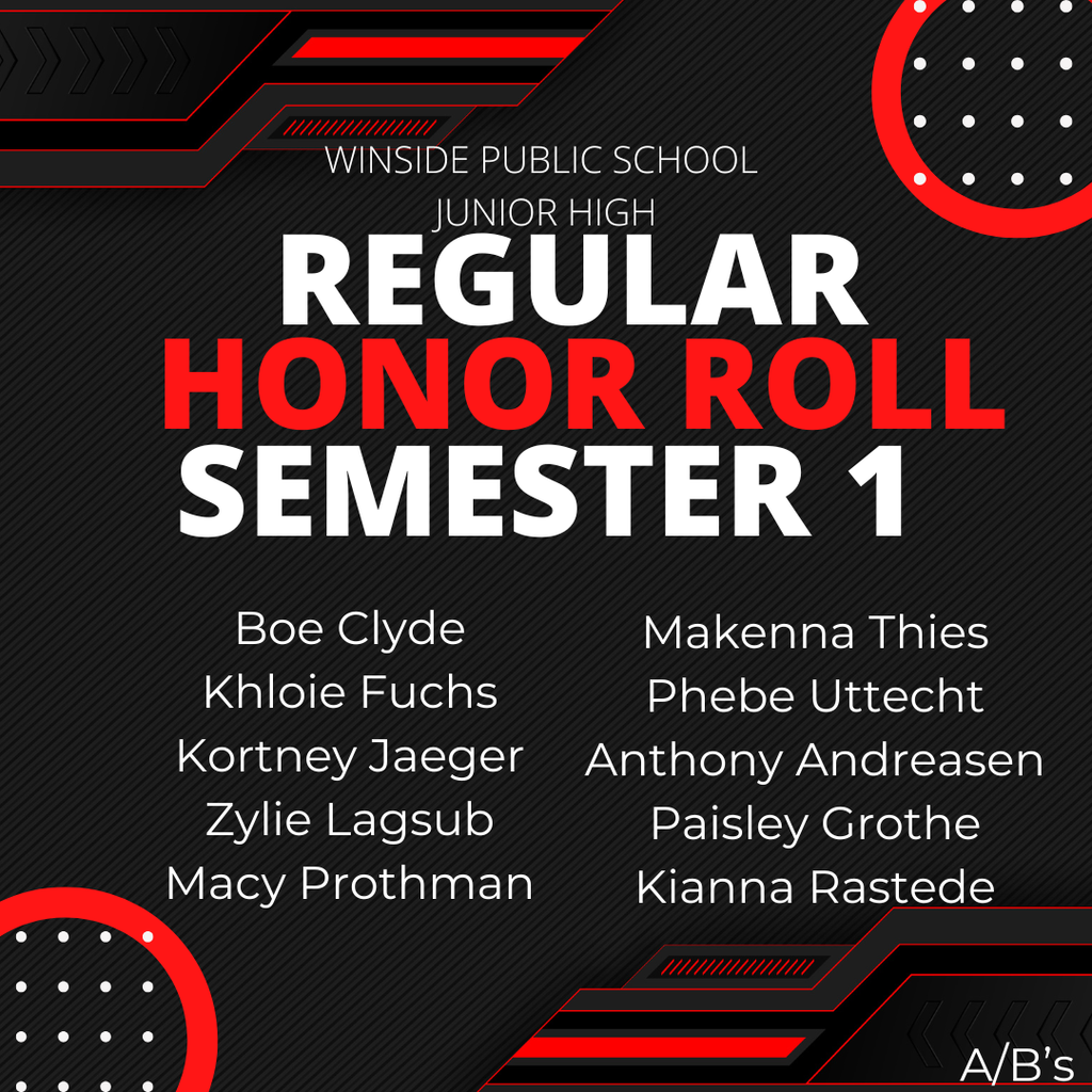 Semester 1 Junior High Honor Roll