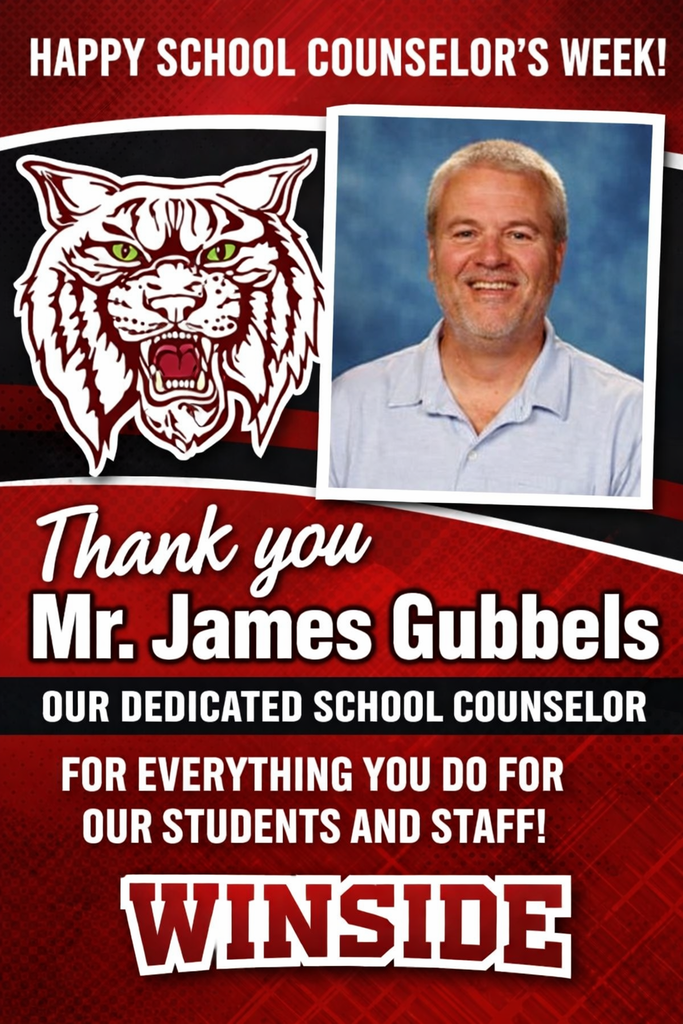 A Winside themed graphic recognizing James Gubbels for all he does as the School Counselor at Winside.