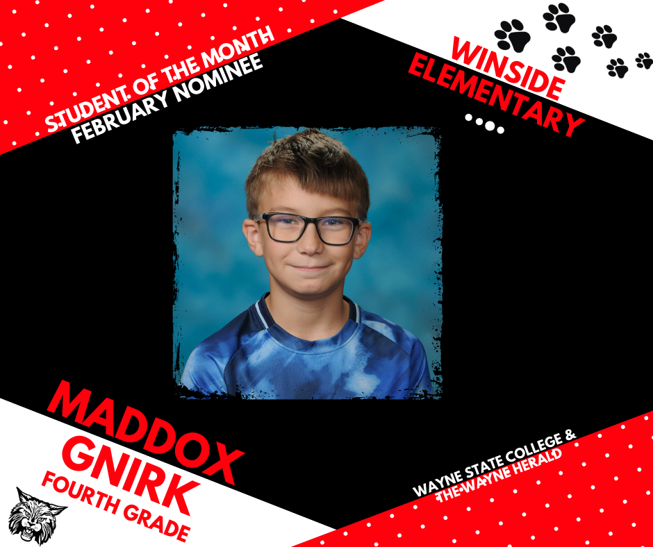 Maddox Gnirk February Student of the Month nominee