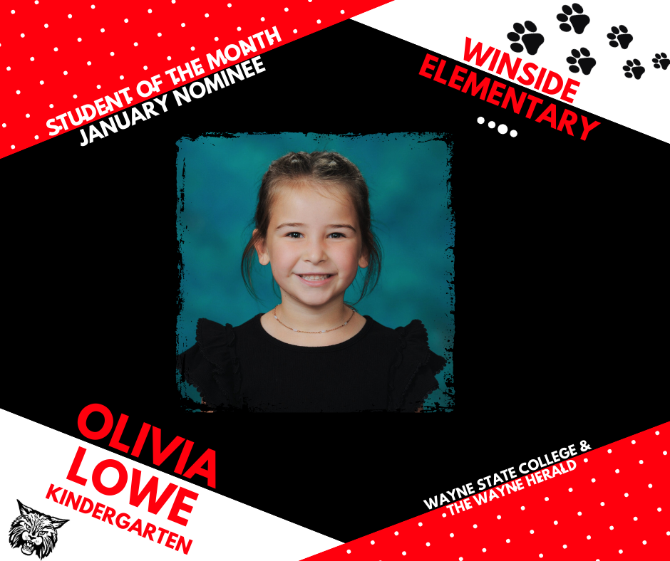 March Student of the Month Nominee Winside Elementary School