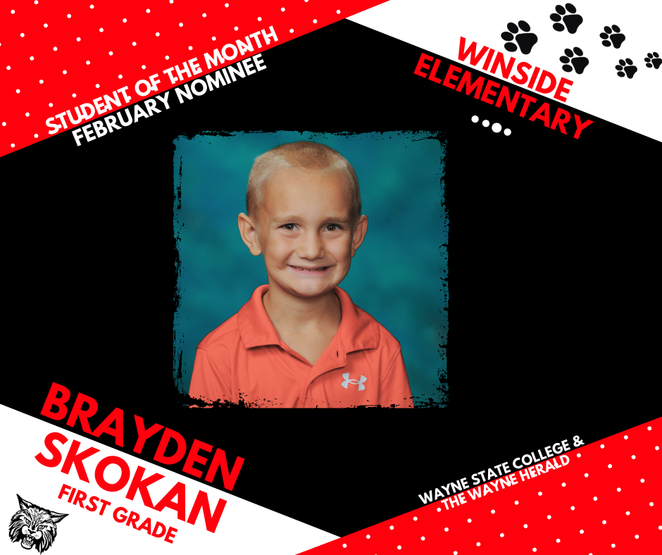 March Student of the Month Nominee Winside Elementary School