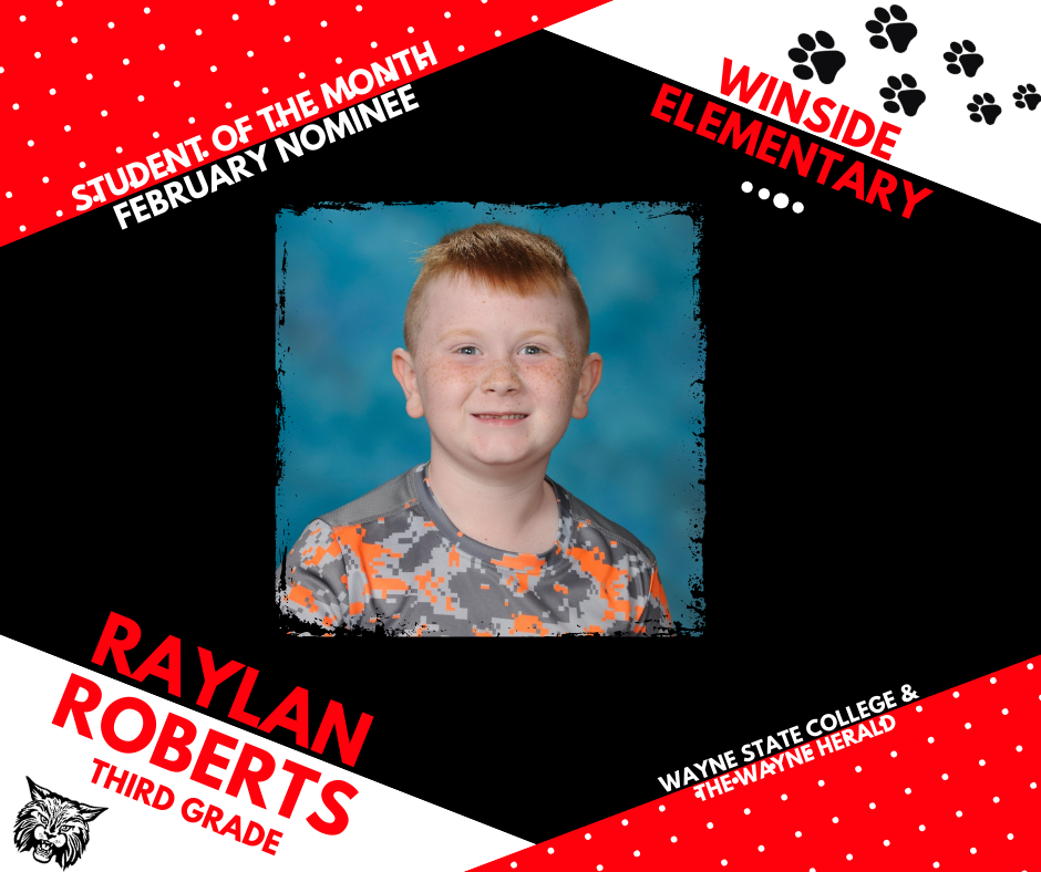 March Student of the Month Nominee Winside Elementary School