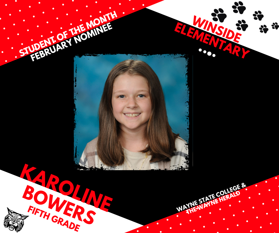 March Student of the Month Nominee Winside Elementary School