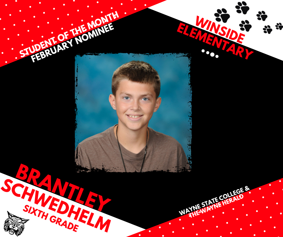 March Student of the Month Nominee Winside Elementary School