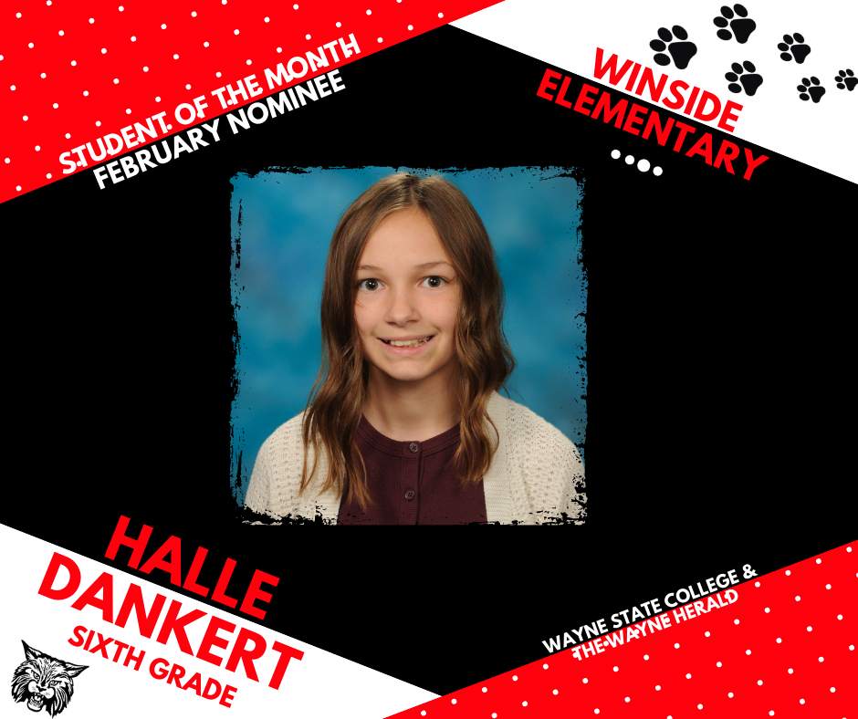 March Student of the Month Nominee Winside Elementary School