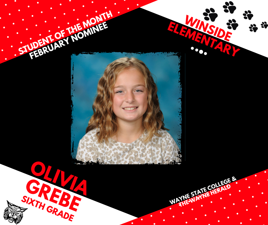 March Student of the Month Nominee Winside Elementary School