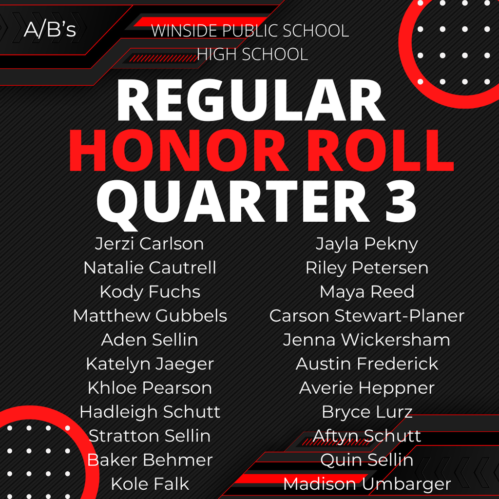 Winside High School Honor Roll Quarter 3