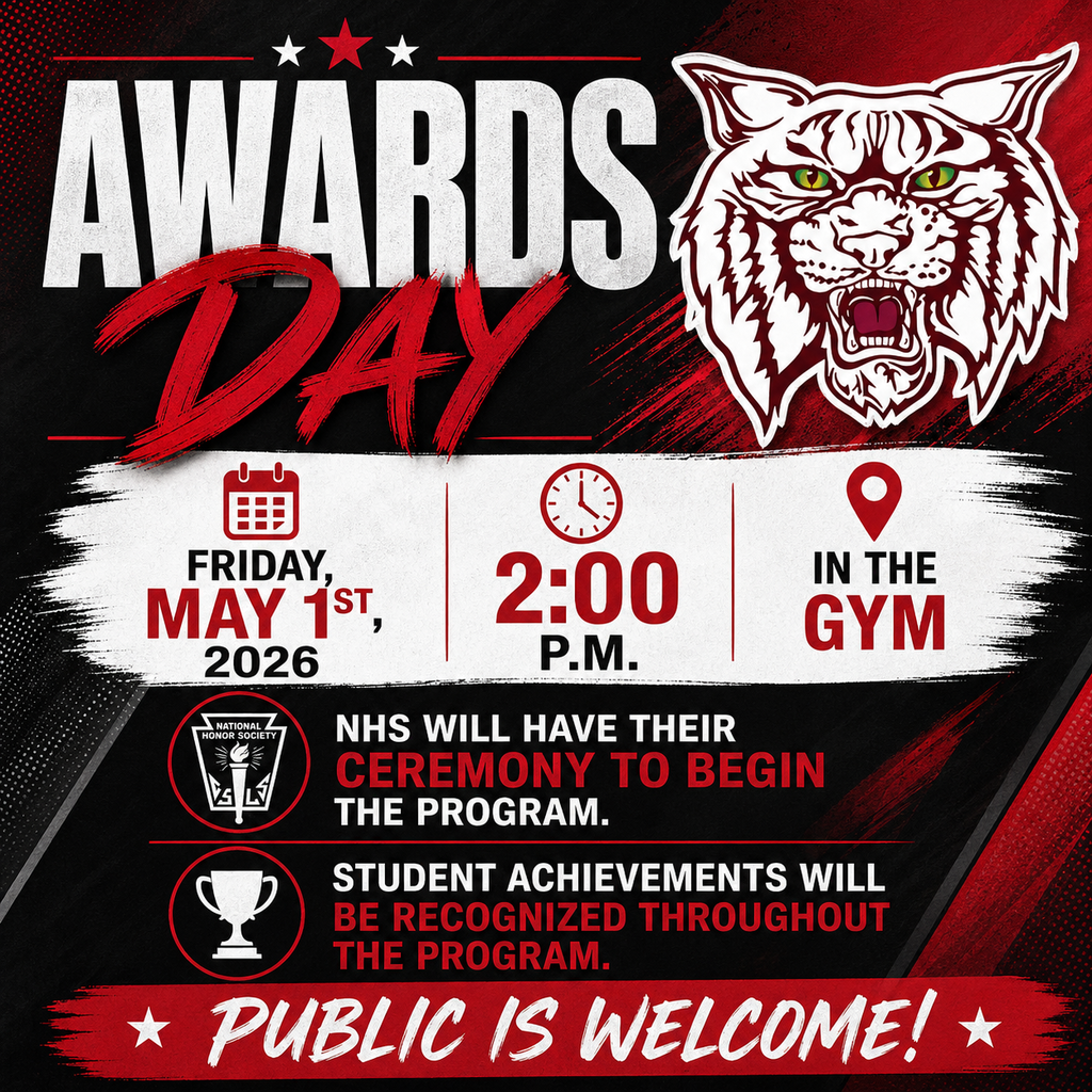 An infograpic stating that Winside's Awards Day is Friday at 2 p.m. in the gym