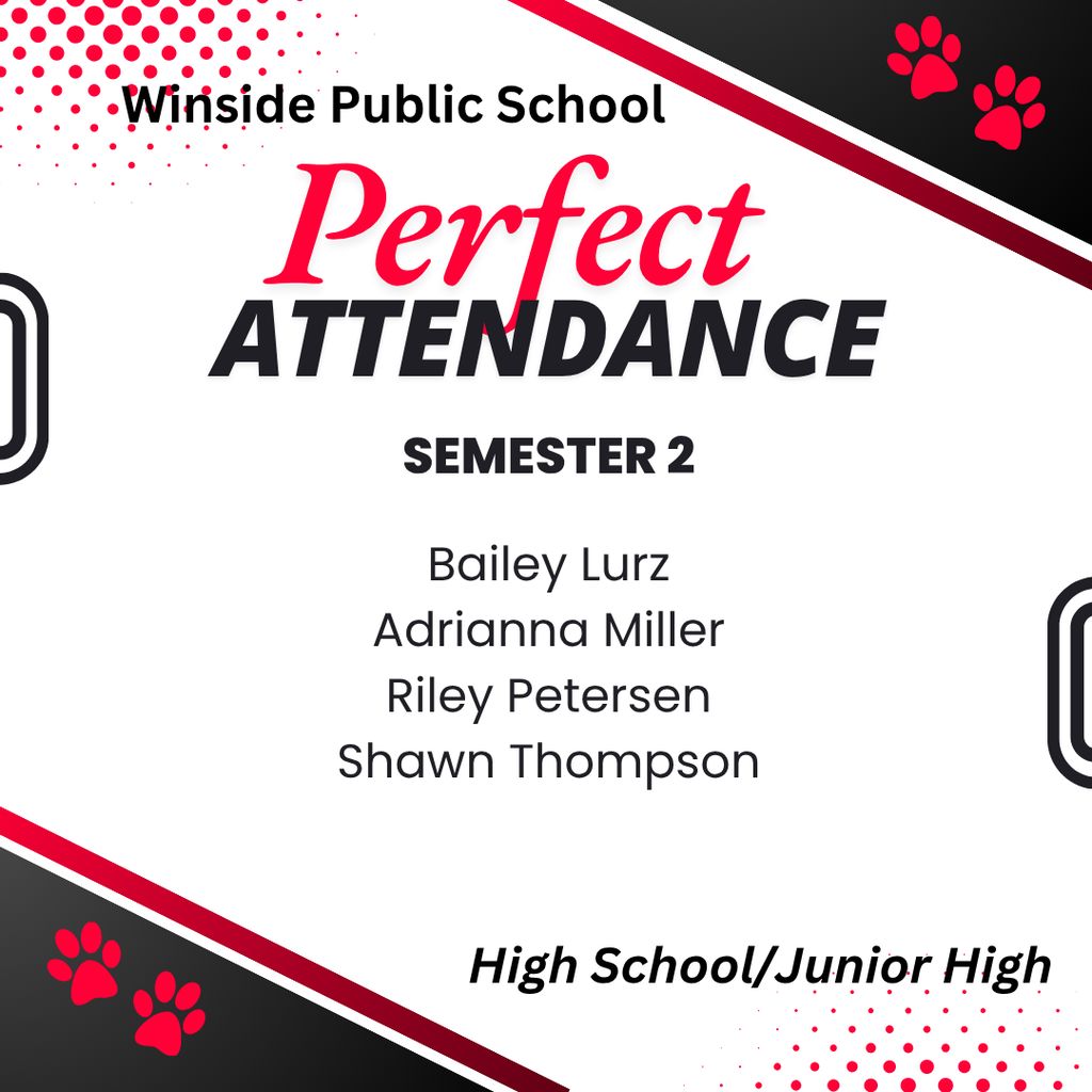 Perfect Attendance Semester 2 High School/Junior High