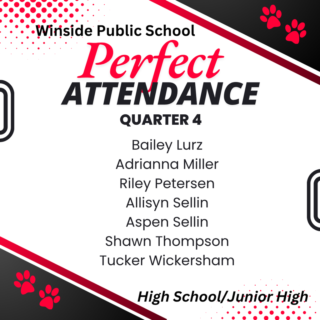 Perfect attendance Q4 junior high/High School