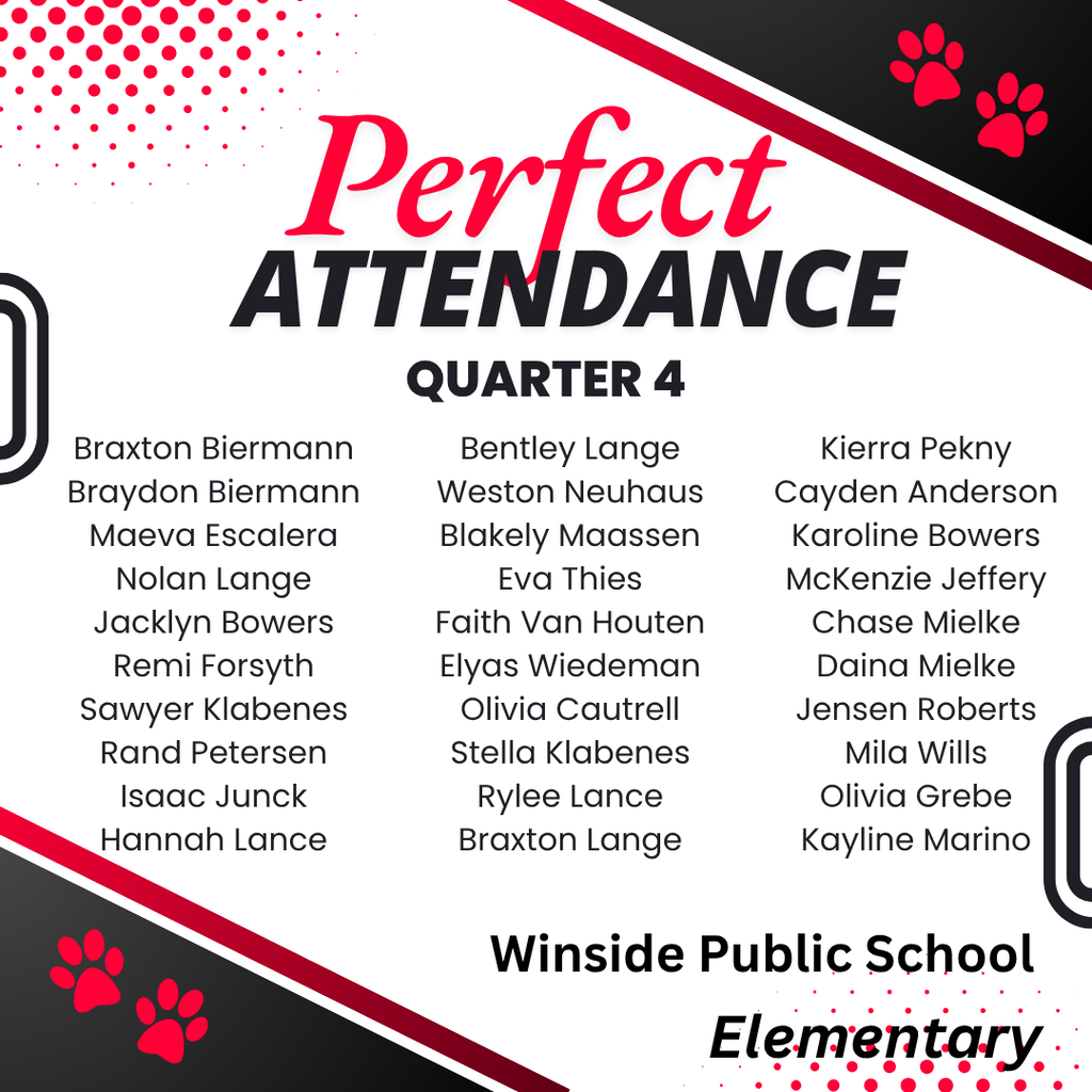 Perfect Attendance Q4 Elementary