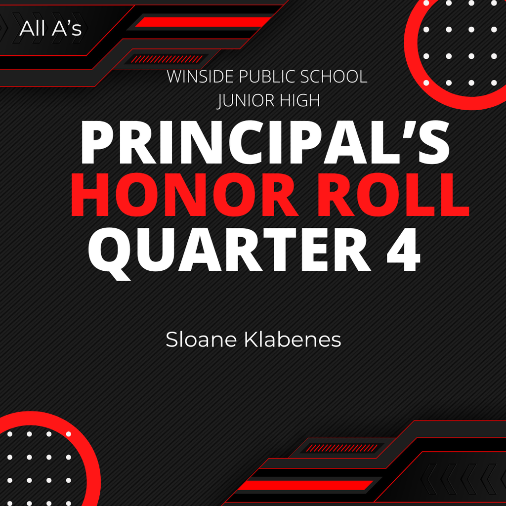 Principal's Honor Roll Quarter 4 Junior High