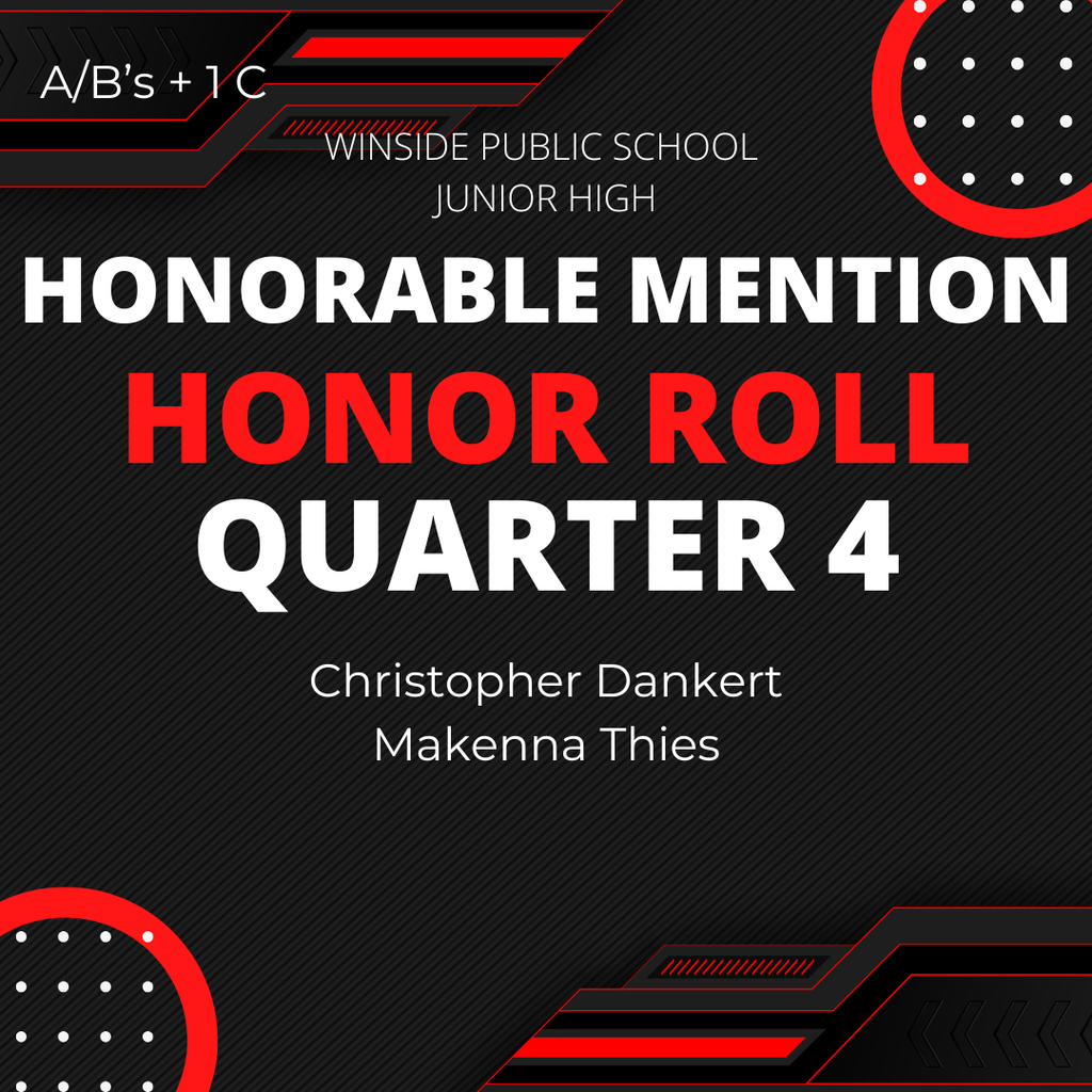 Honorable Mention Honor Roll Quarter 4 Junior High