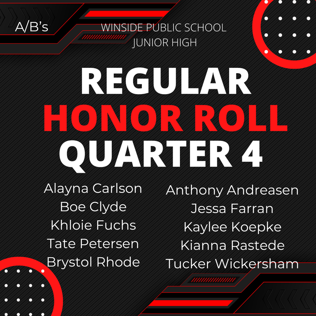 Honor Roll Regular Honor Roll Quarter 4 Junior High