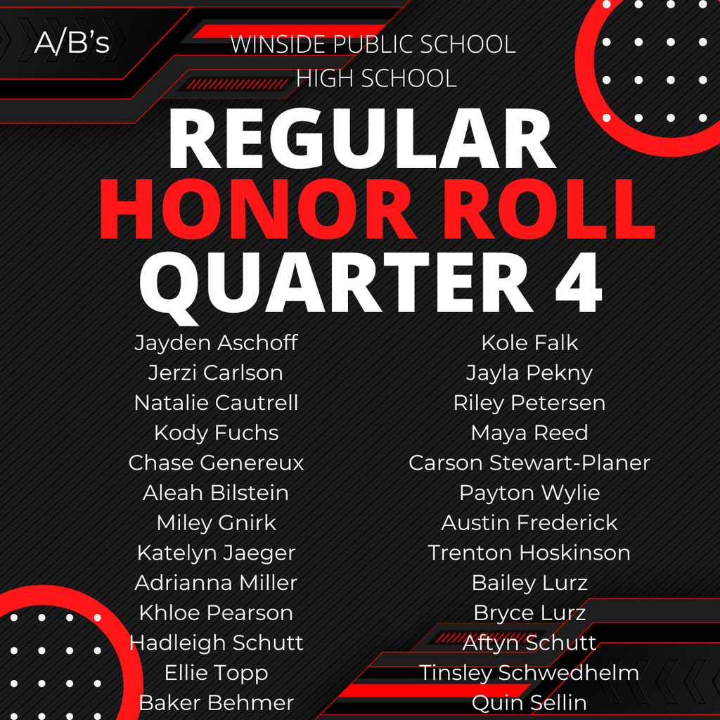 Honor Roll Regular Honor Roll Quarter 4 High School