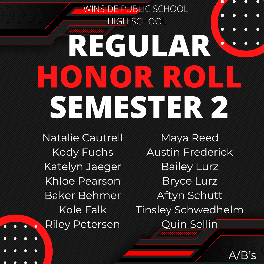 Regular Honor Roll Semester 2 High School