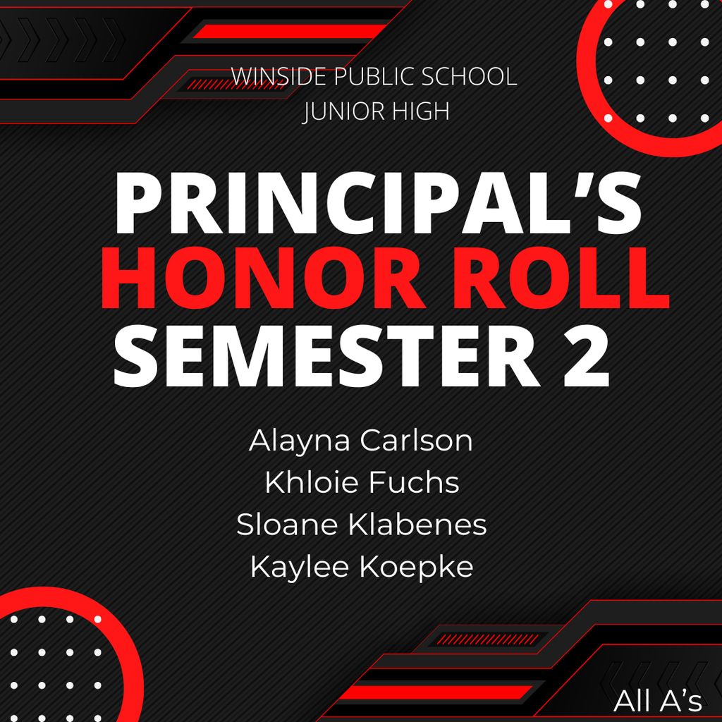 Principal's Honor Roll Semester 2 Junior High