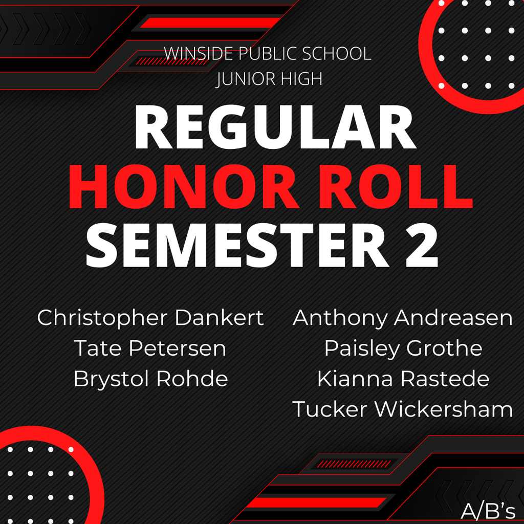 Regular Honor Roll Semester 2 Junior High