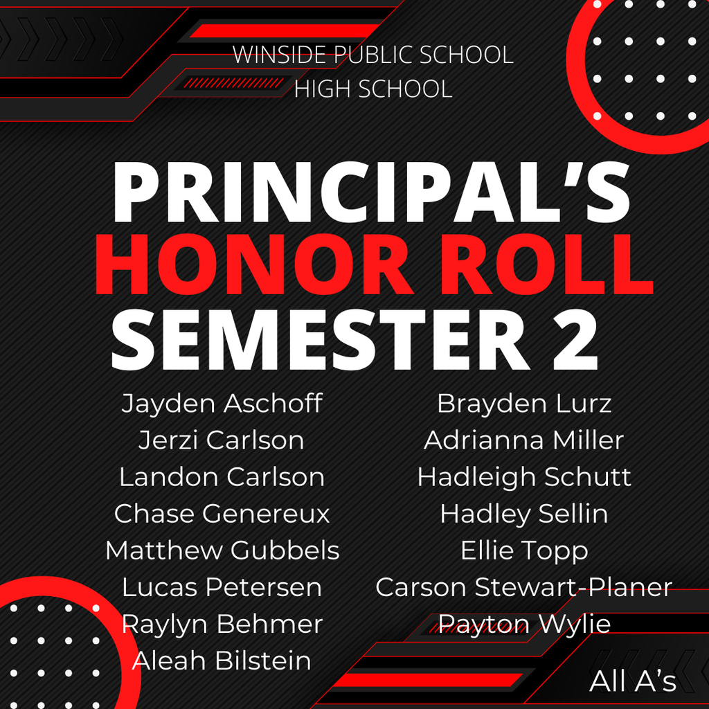 Principal's Honor Roll Semester 2 High School