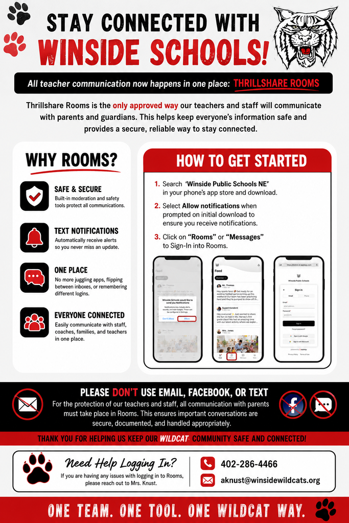 Stay connected with Winside Schools with Rooms.