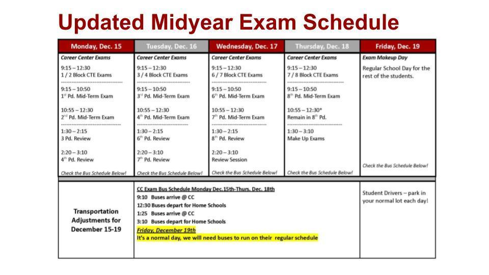 MY Exam Schedule
