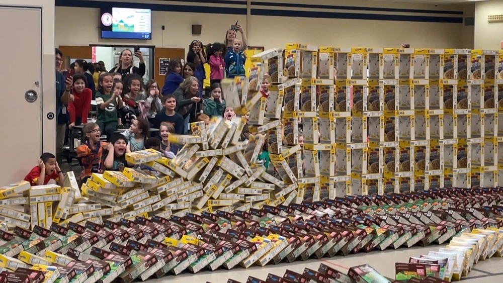 Clemmons Elementary Cereal box dominoes
