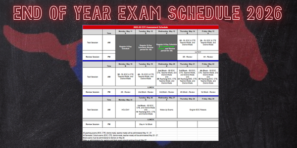 End of Year Exam Schedule