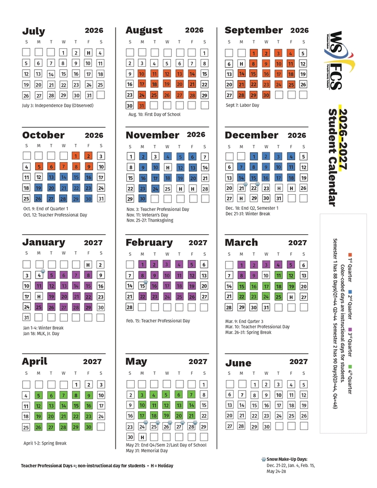 26-27 Student Calendar