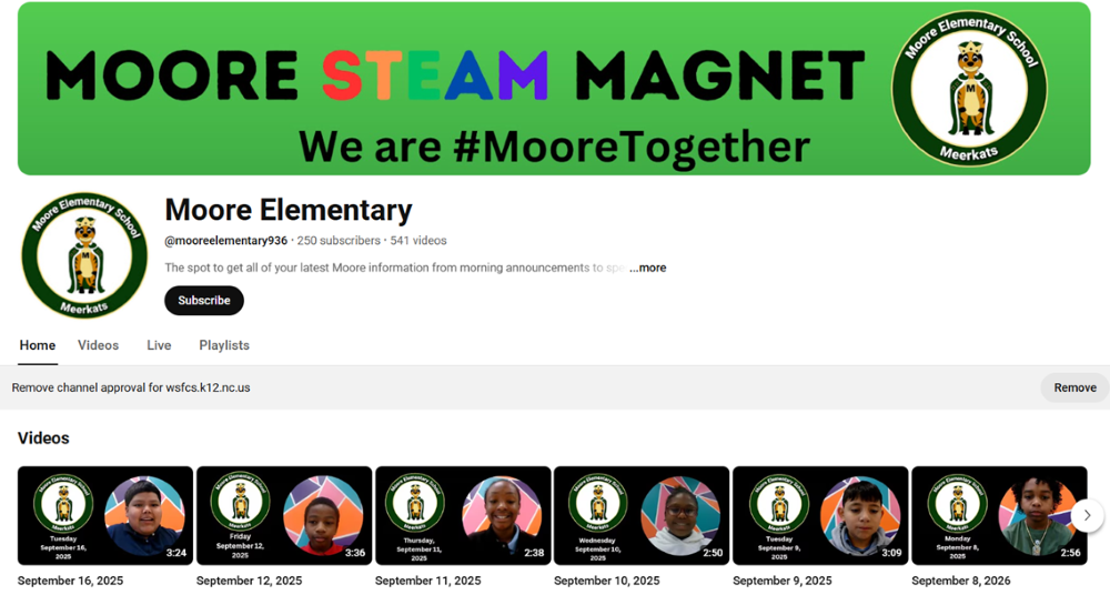 Moore YouTube Page