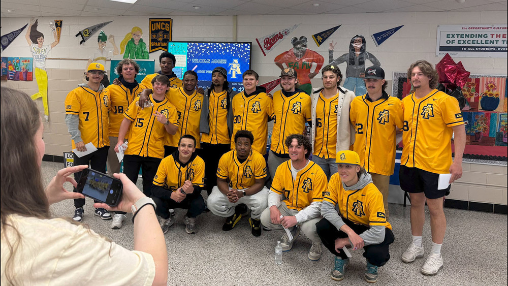 NC A&T Aggie Baseball players visiting Griffith Elementary